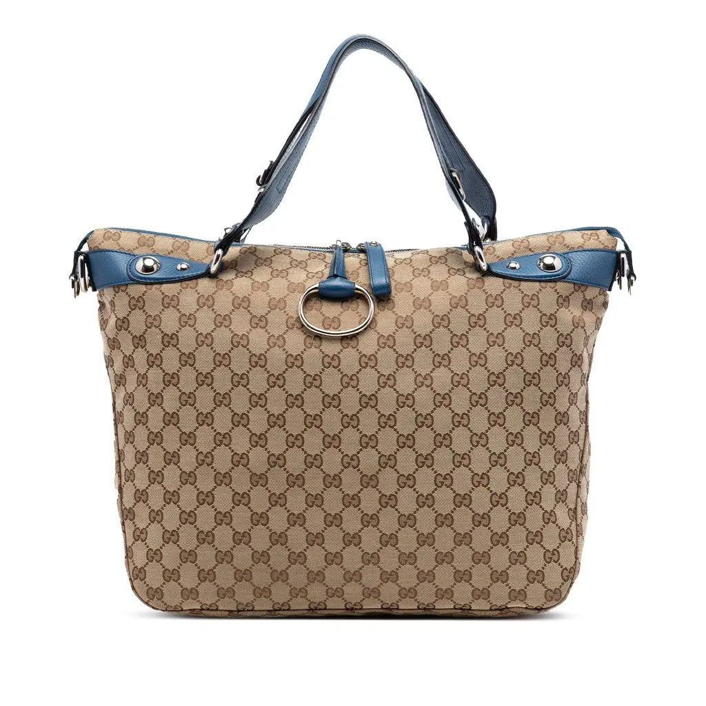 Gucci Large GG Canvas Icon Bit Satchel Beige Very good - Front View