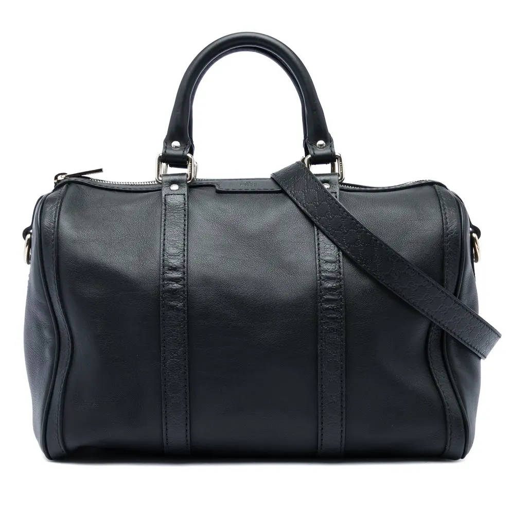 Gucci Medium Guccissima Trimmed Calfskin Joy Boston Bag Black Leather Very good - Front View