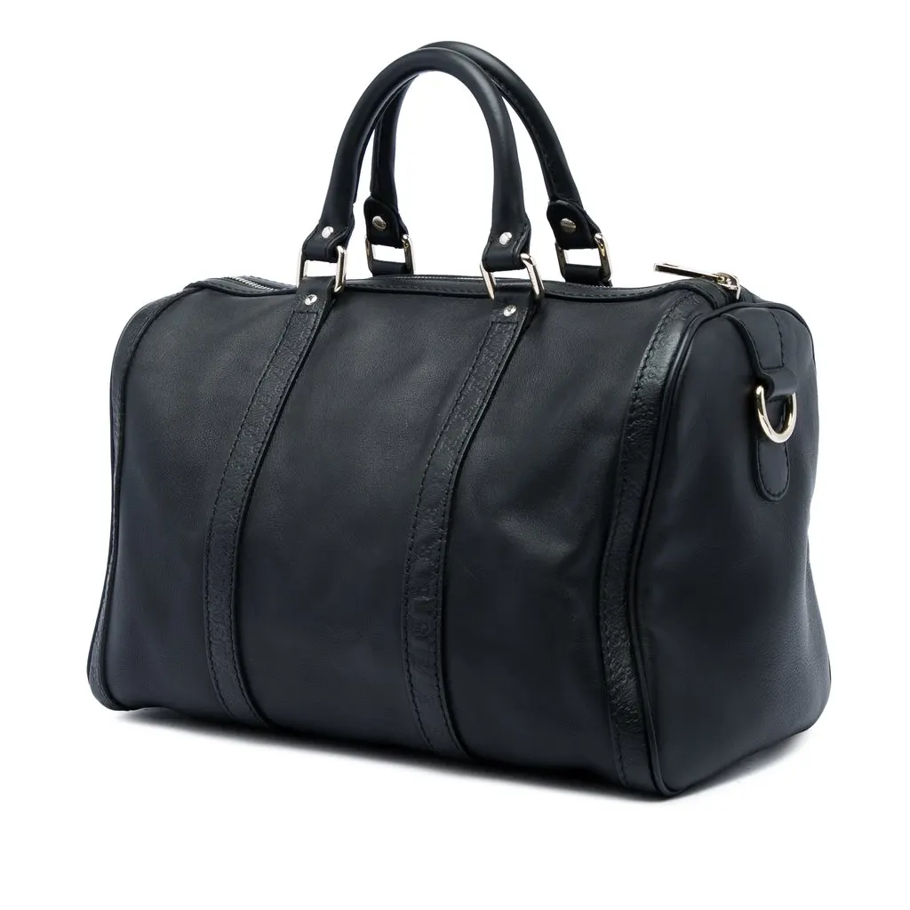 Gucci Medium Guccissima Trimmed Calfskin Joy Boston Bag Black Leather Very good - Back View