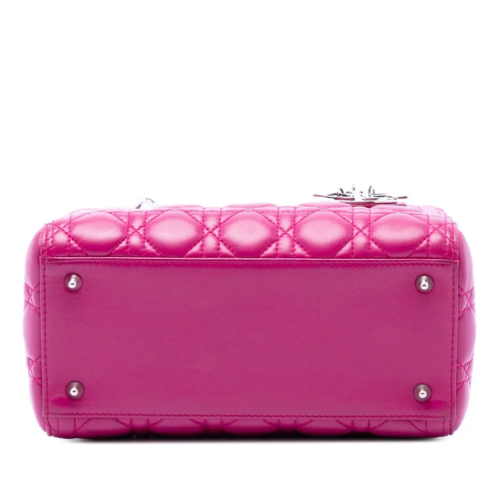 Dior Medium Lambskin Cannage Lady Dior Pink Leather Very good - Inside View