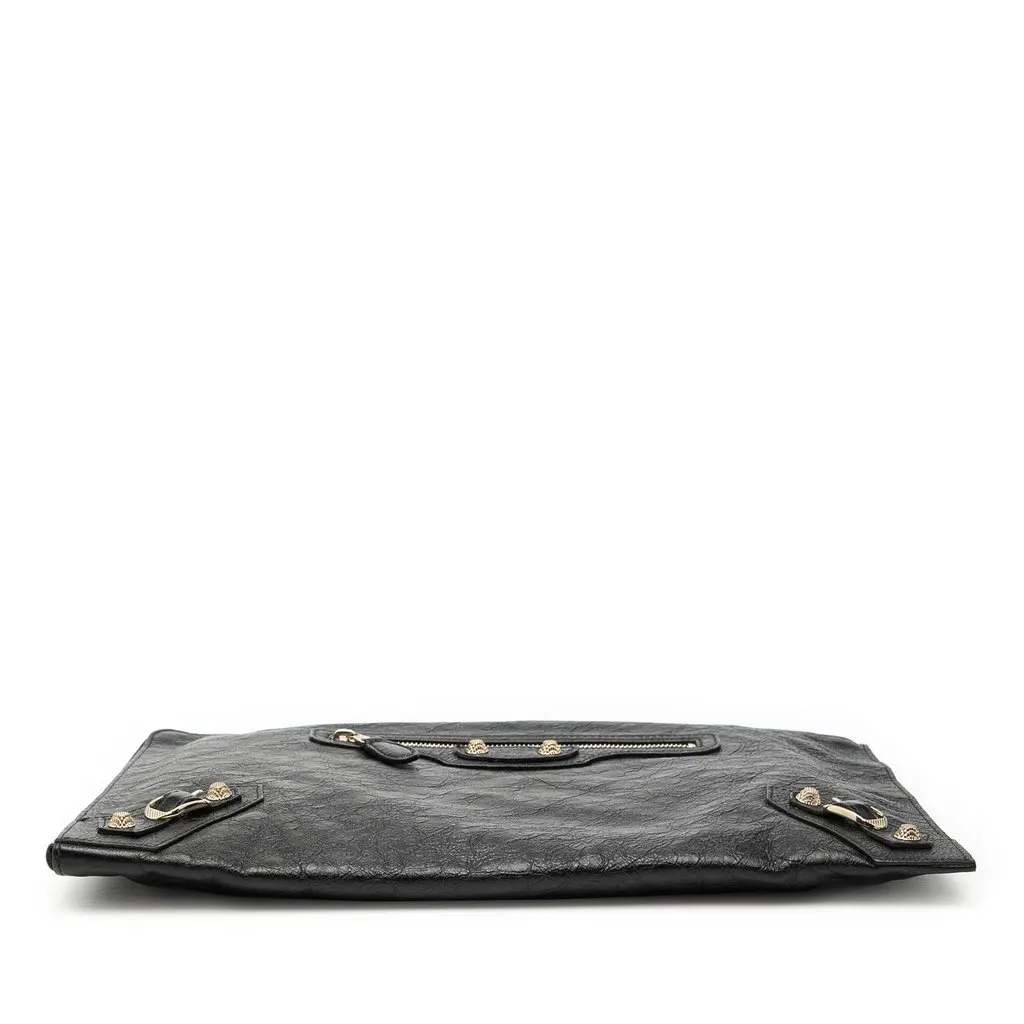 Balenciaga Lambskin Motocross Giant 12 Zip Around Flat Clutch Black Leather Very good - Inside View