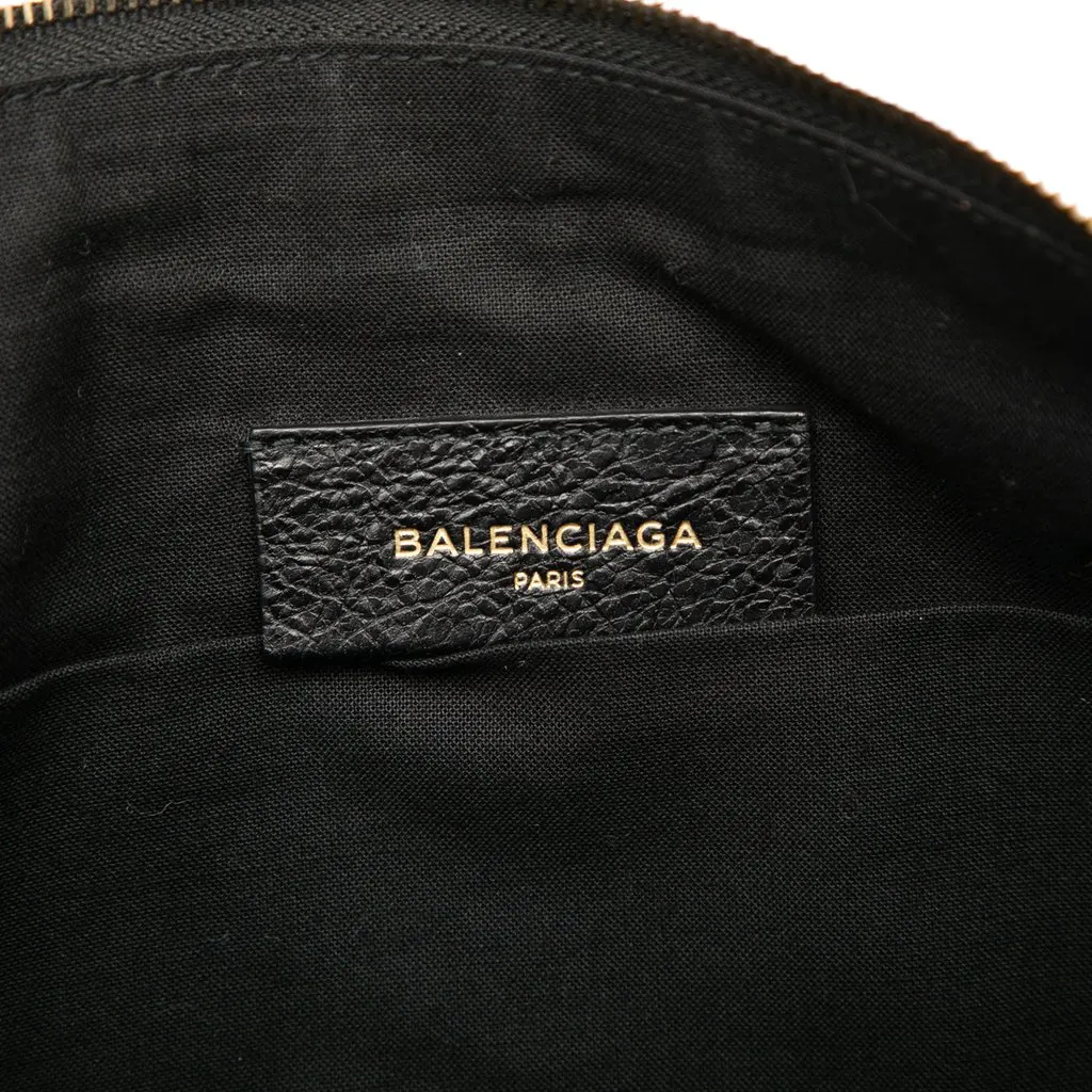 Balenciaga Lambskin Motocross Giant 12 Zip Around Flat Clutch Black Leather Very good - Box View