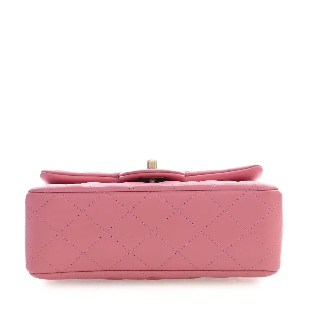 Chanel Mini Rectangular Classic Lambskin Top Handle Flap Pink Leather Very good - Box View