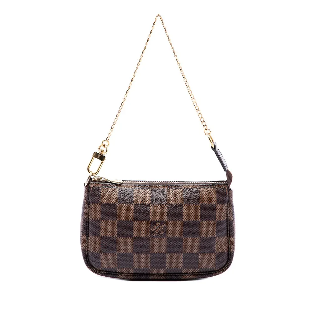 Louis Vuitton Damier Ebene Mini Pochette Accessoires Brown Canvas Very good - Front View