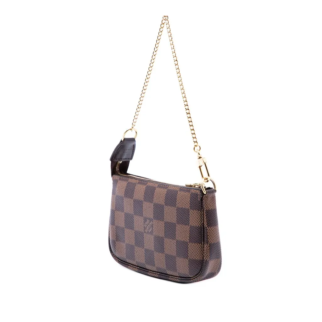 Louis Vuitton Damier Ebene Mini Pochette Accessoires Brown Canvas Very good - Back View