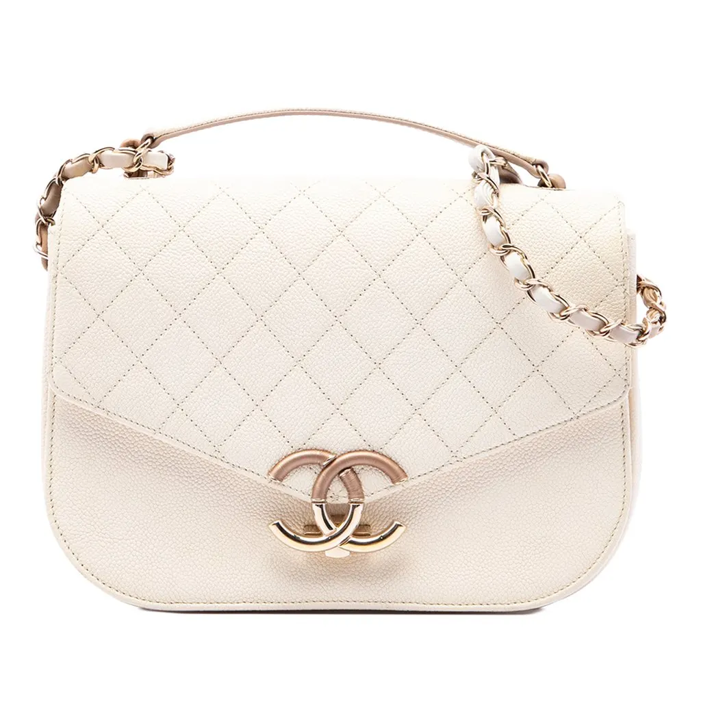 Chanel Medium Caviar Paris Cuba Thread Around Flap Brown Leather Very good - Front View
