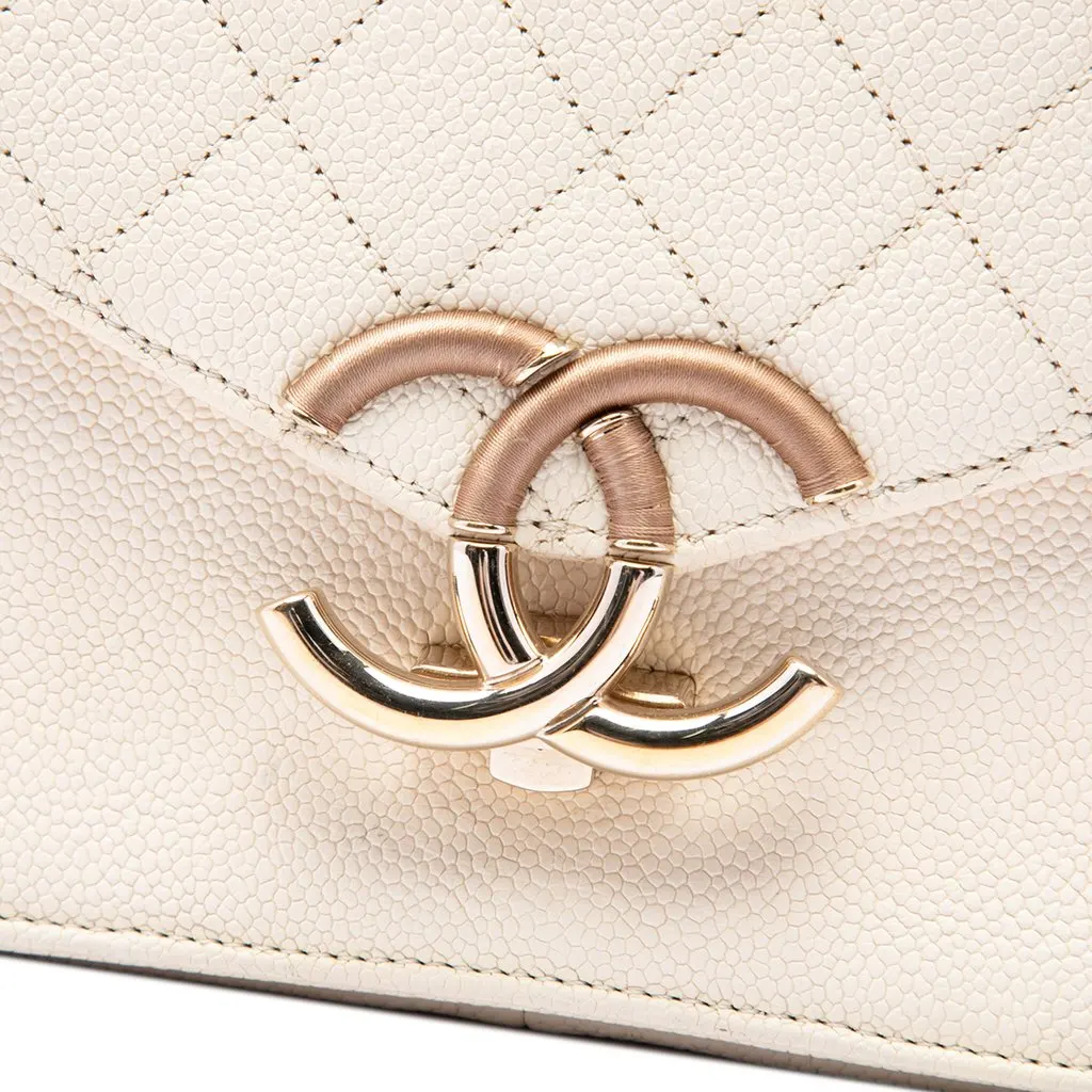Chanel Medium Caviar Paris Cuba Thread Around Flap Brown Leather Very good - Box View