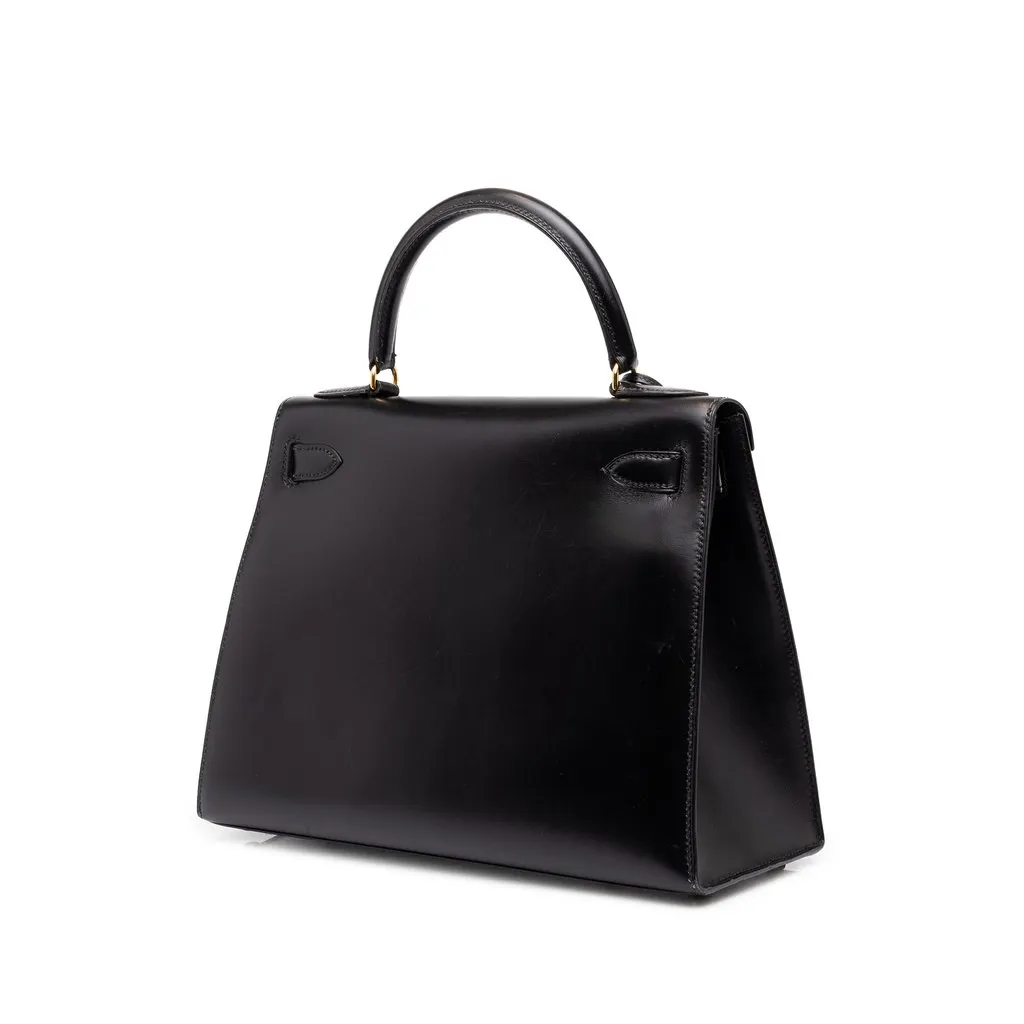 Hermès Box Calf Kelly Sellier 28 Black Leather Very good - Back View