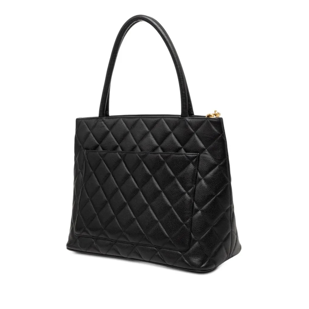 Chanel Caviar Medallion Tote Black Leather Very good - Back View