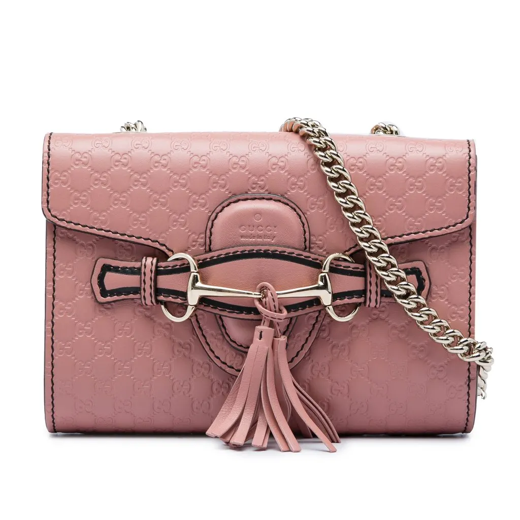 Gucci Mini Microguccissima Emily Crossbody Pink Leather Very good - Front View