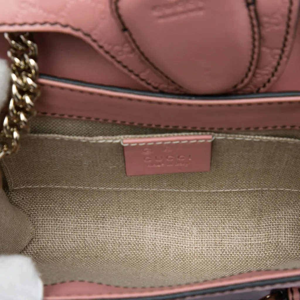 Gucci Mini Microguccissima Emily Crossbody Pink Leather Very good - Model View