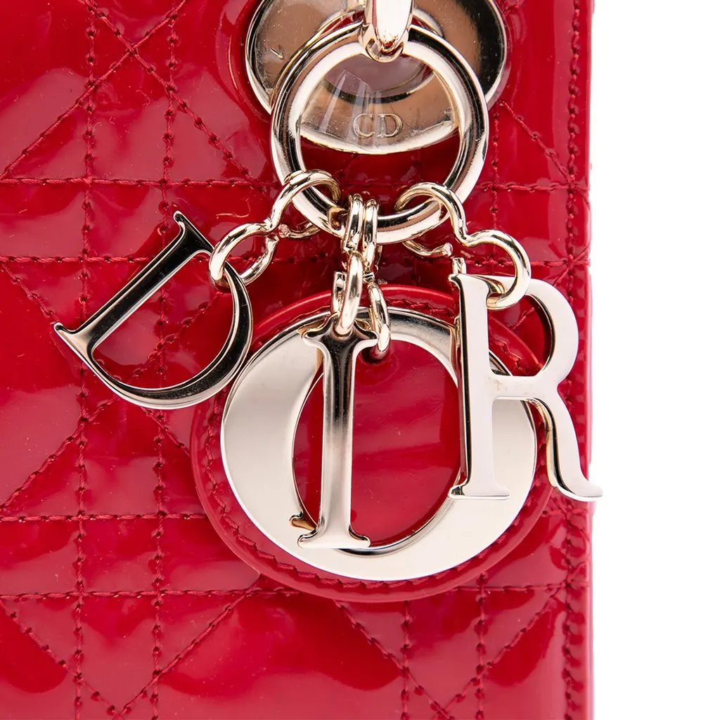 Dior Mini Patent Cannage Lady Dior Red Leather Good - Box View