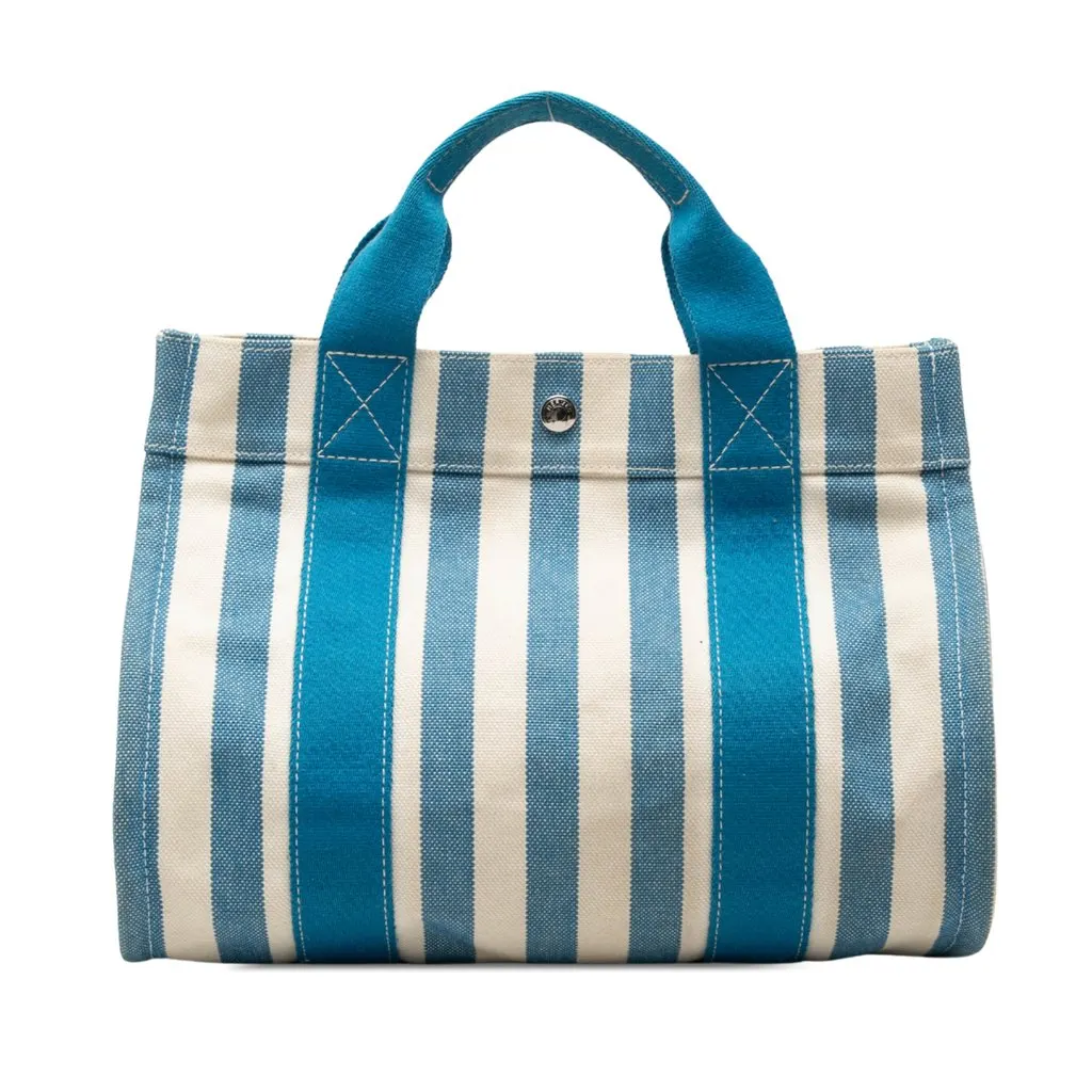 Hermès Toile Cannes PM Blue Canvas Good - Front View