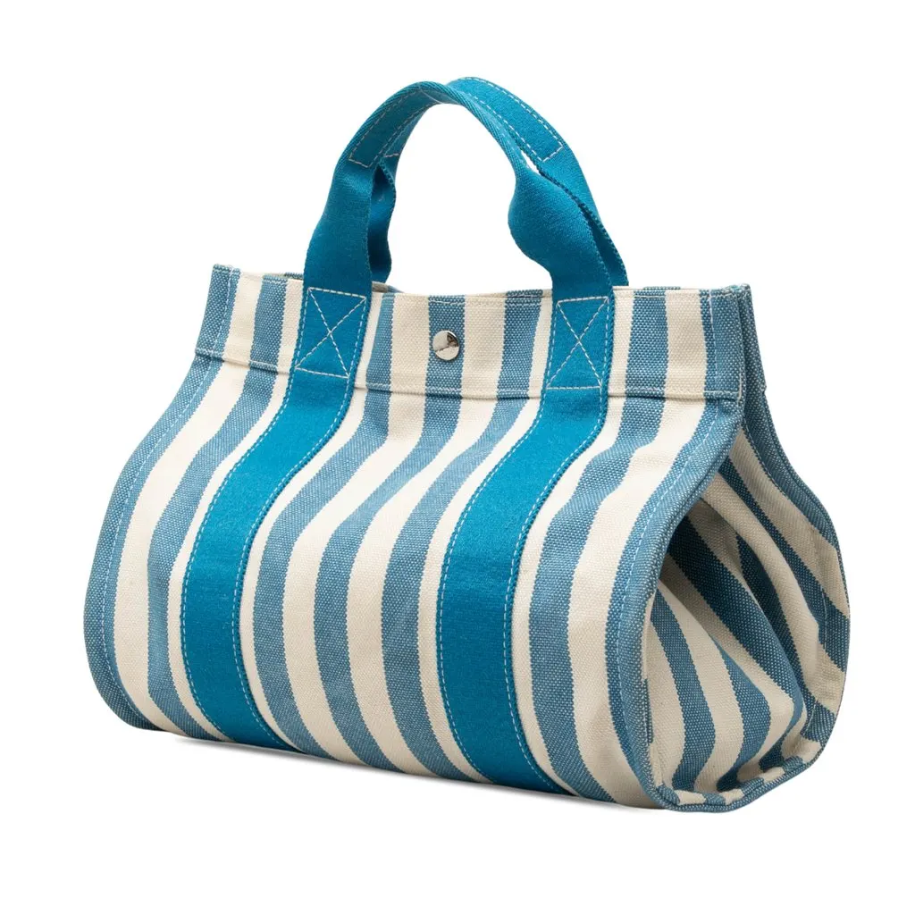 Hermès Toile Cannes PM Blue Canvas Good - Back View