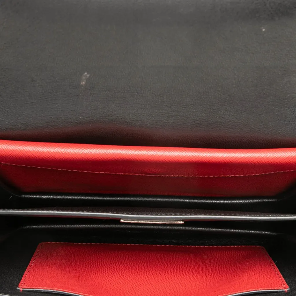 Prada Mini Saffiano Lux Sound Lock Satchel Red Leather Very good - Model View