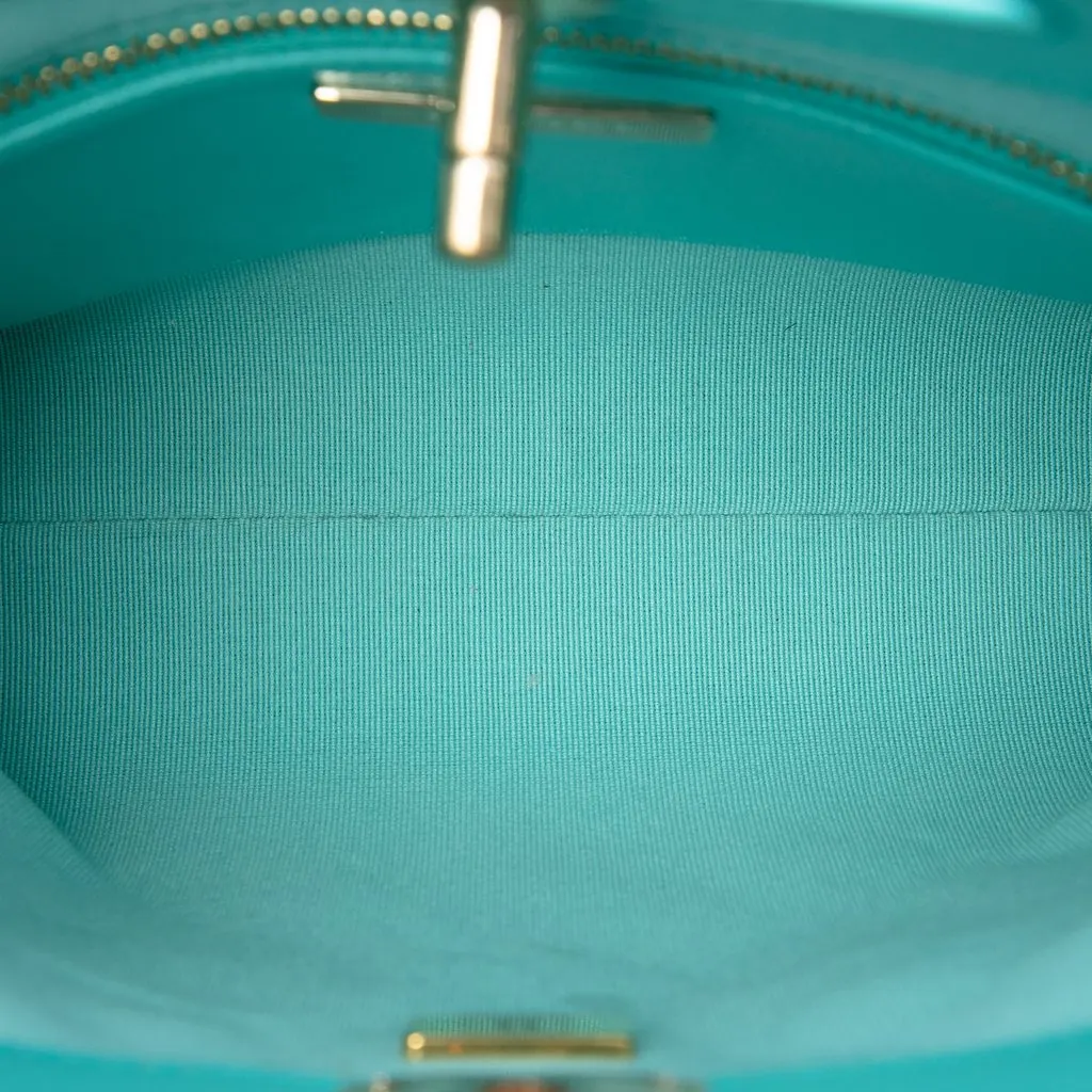 Chanel Mini Quilted Shiny Lambskin 31 Shopping Bag Blue Leather Very good - Model View