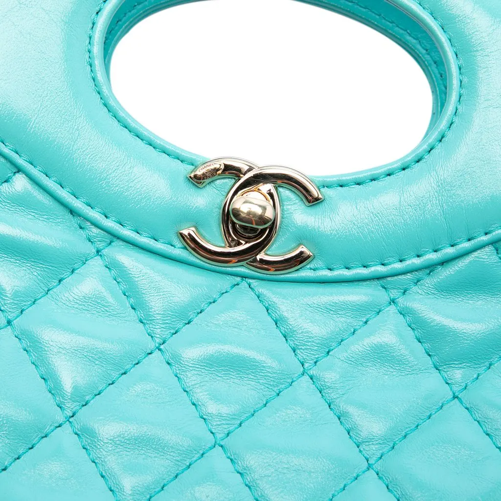 Chanel Mini Quilted Shiny Lambskin 31 Shopping Bag Blue Leather Very good - Box View