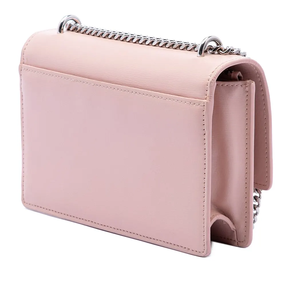 Saint Laurent Mini Calfskin Monogram Sunset Wallet on Chain Pink Leather Very good - Back View