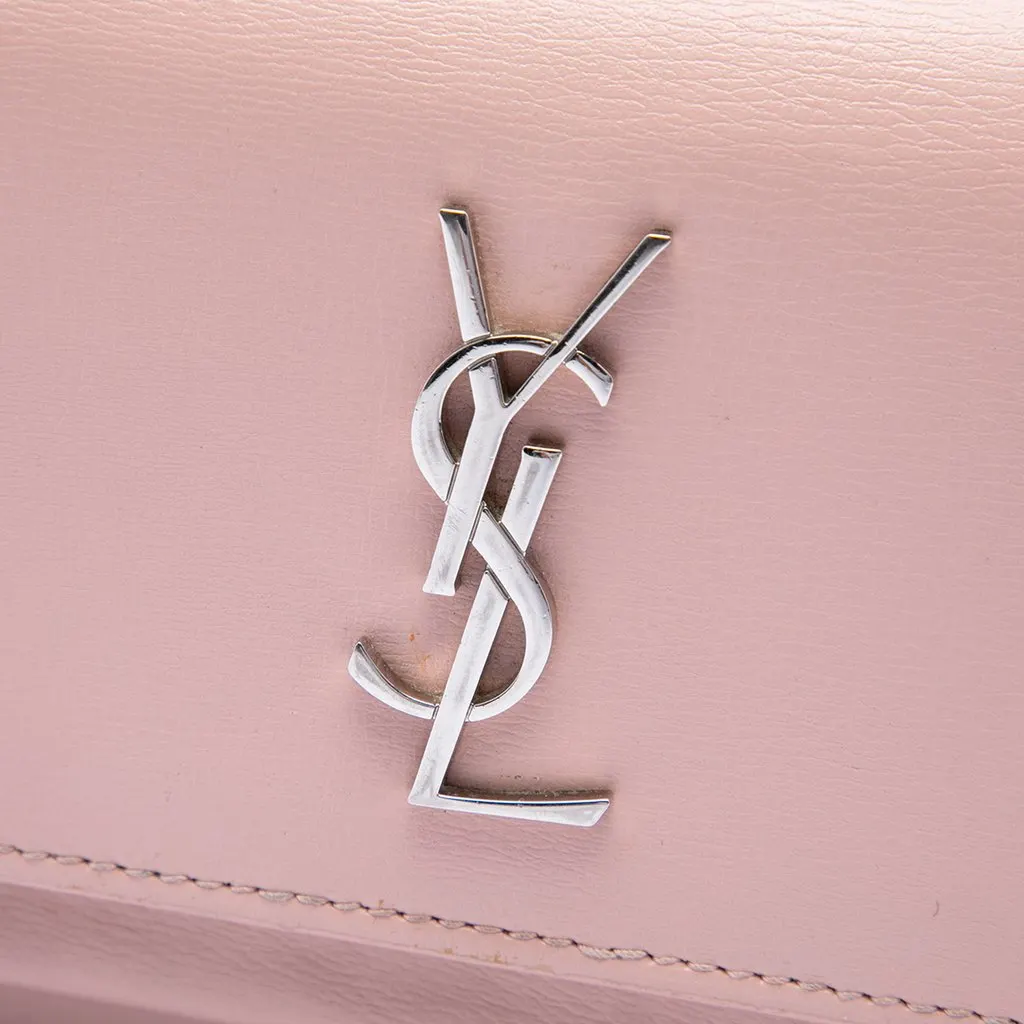 Saint Laurent Mini Calfskin Monogram Sunset Wallet on Chain Pink Leather Very good - Box View