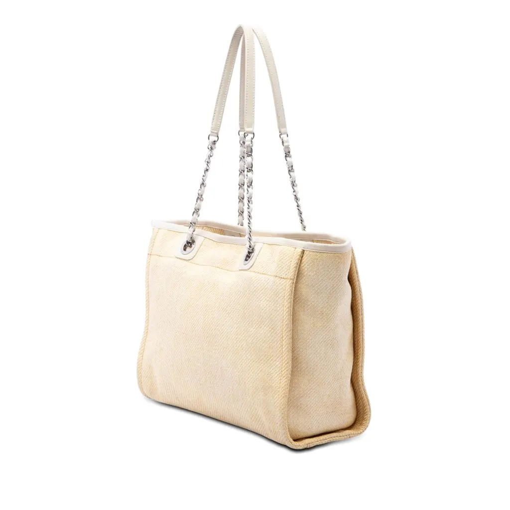 Chanel Small Raffia Deauville Tote Yellow Very good - Back View
