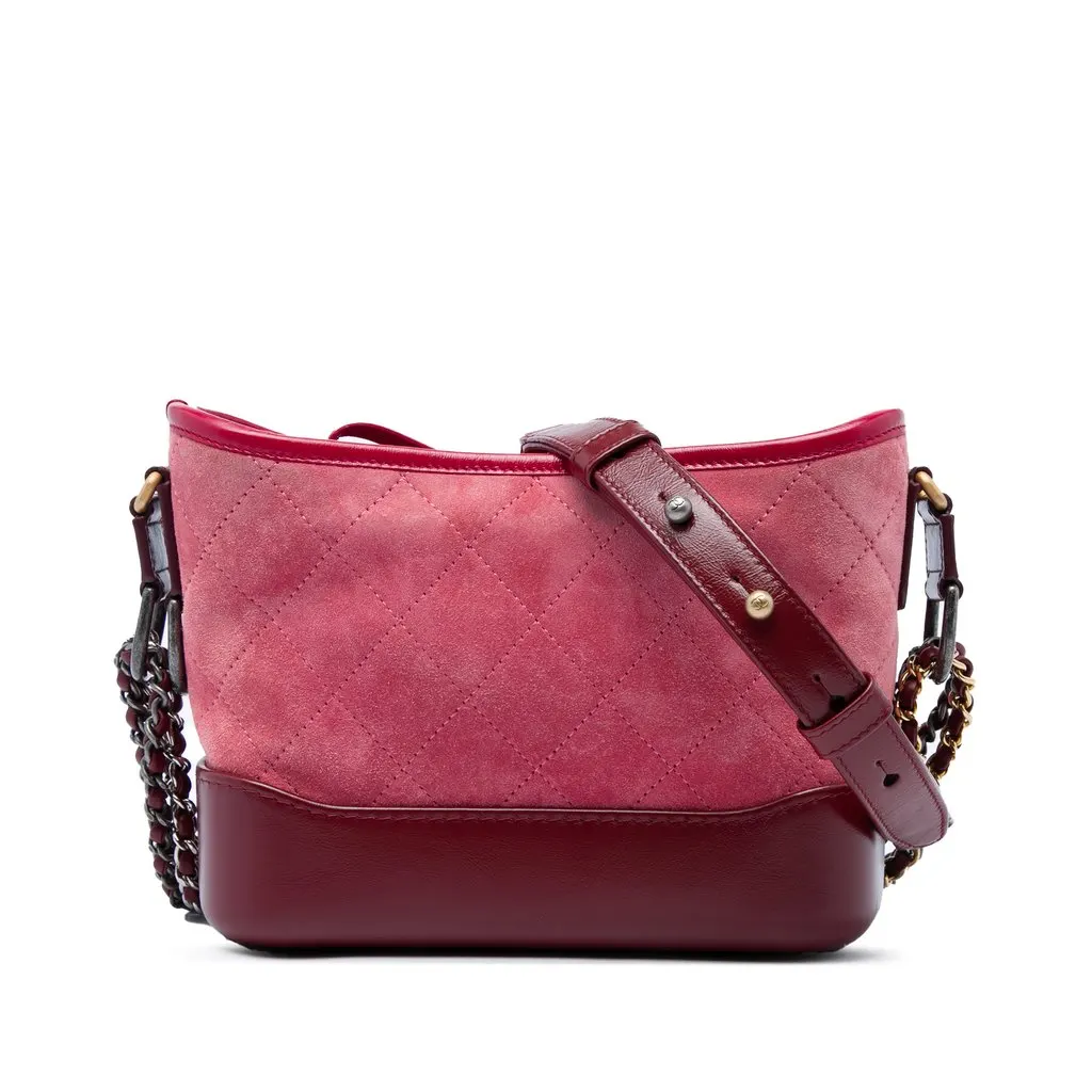 Chanel Small Quilted Suede Gabrielle Hobo Red Leather Very good - Front View