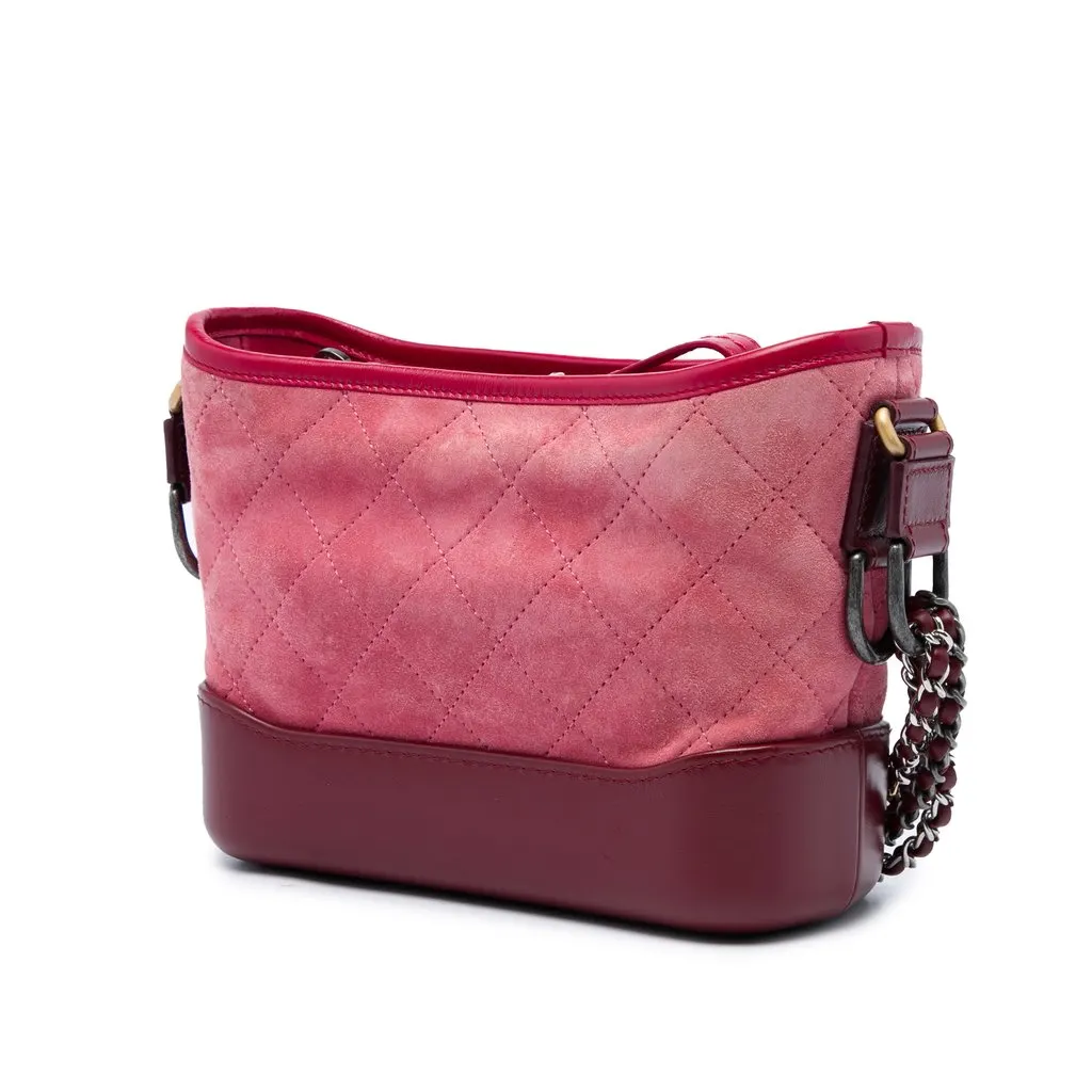 Chanel Small Quilted Suede Gabrielle Hobo Red Leather Very good - Back View
