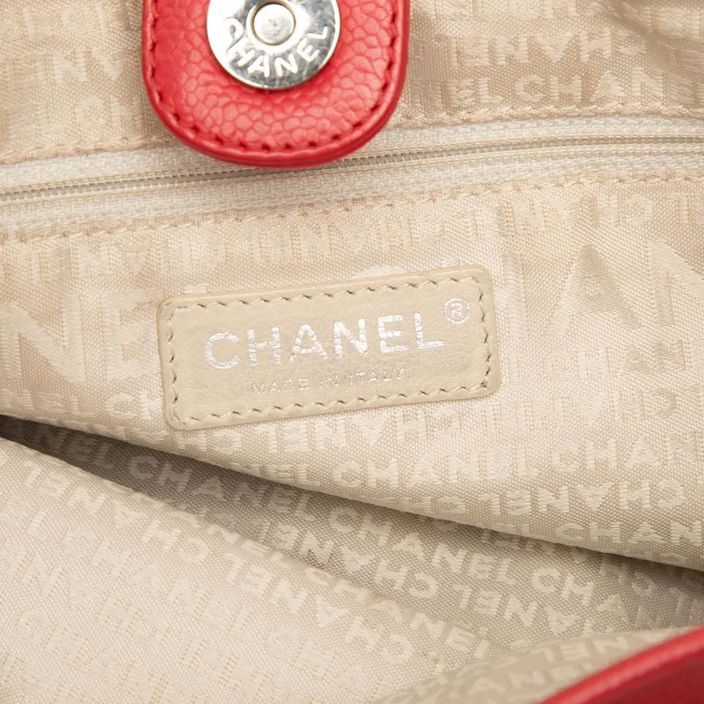 Chanel Woven Caviar CC Charm Tote Red Leather Very good - Box View