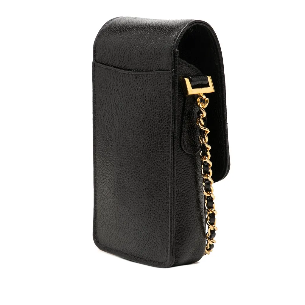 Chanel CC Caviar Phone Crossbody Black Leather Very good - Back View