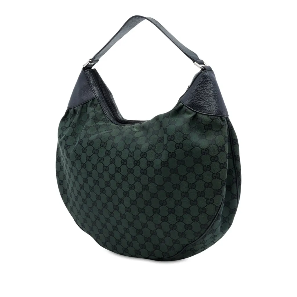 Gucci Large GG Canvas Half Moon Hobo Green Canvas Very good - Back View