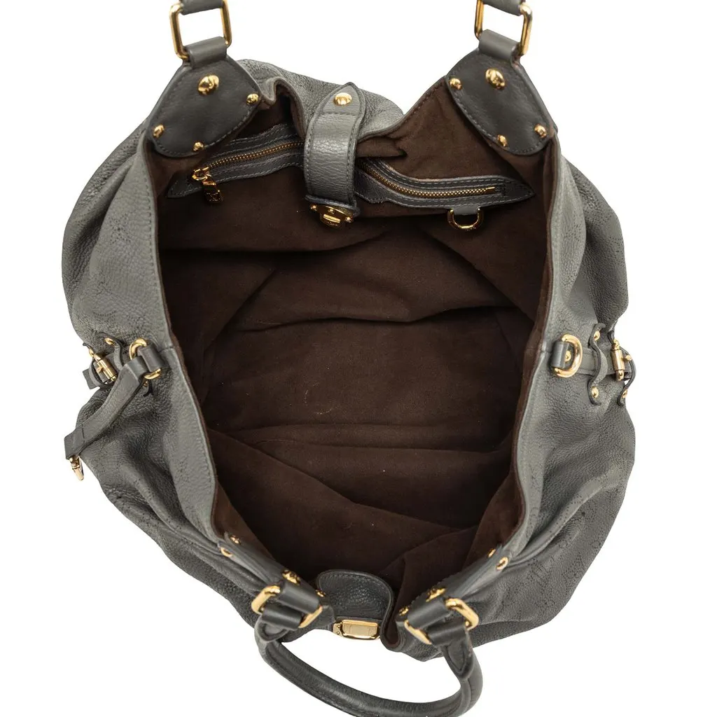 Louis Vuitton Monogram Mahina L Grey Leather Good - Model View