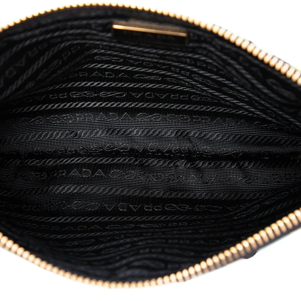 Prada Tessuto Stampato Wristlet Clutch Green Very good - Model View