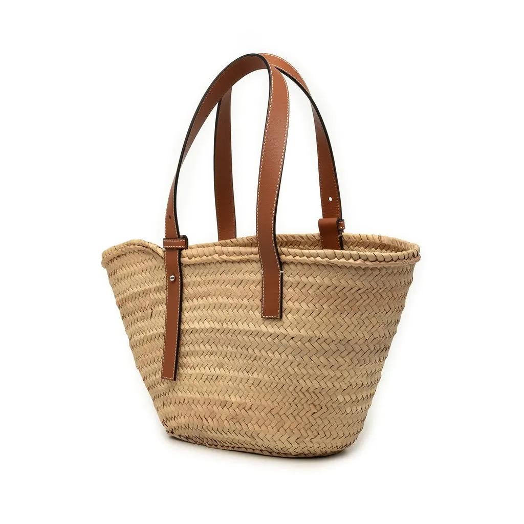 LOEWE Small Raffia Anagram Basket Tote Beige Very good - Back View