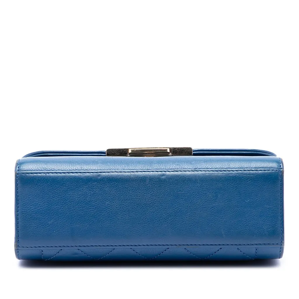 Chanel Small Quilted Grained Calfskin Label Click Flap Blue Leather Very good - Inside View