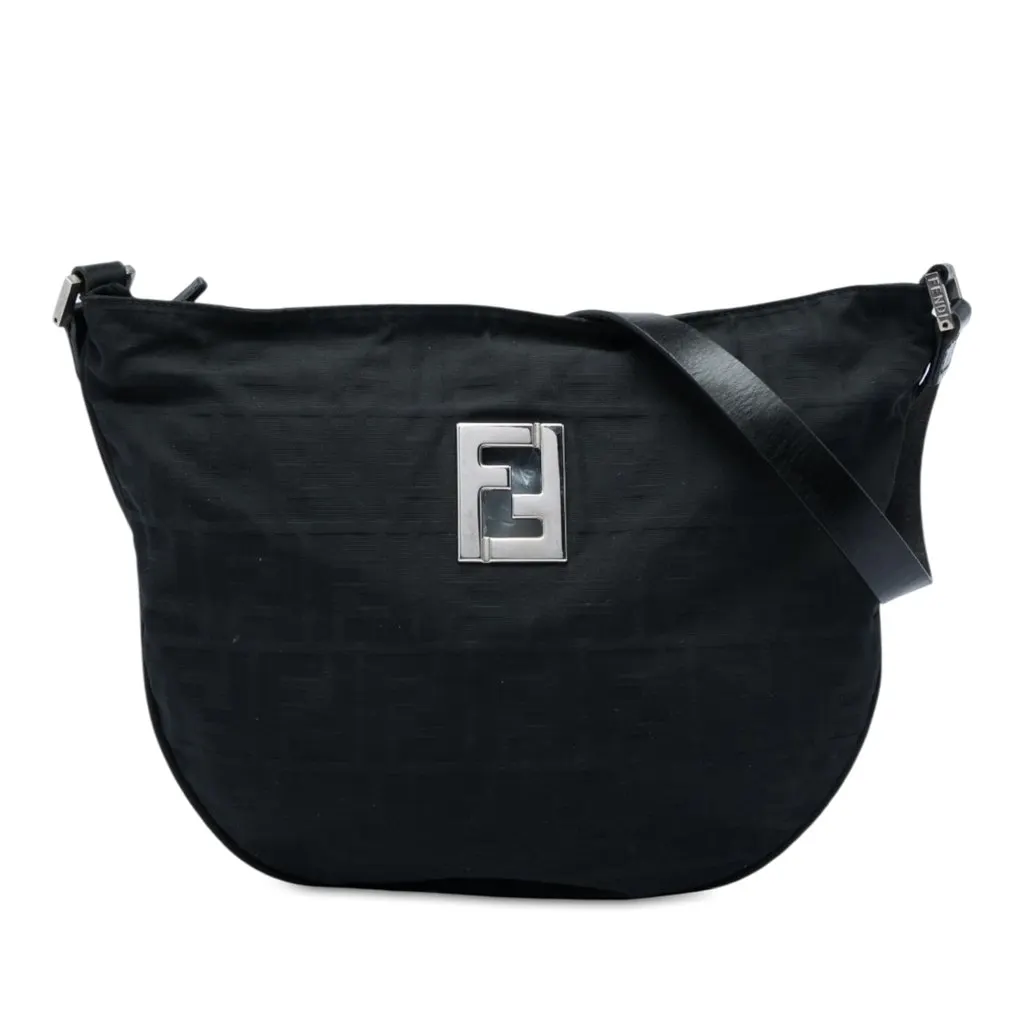 Fendi Zucca Nylon Hobo Black Polyamide Good - Front View