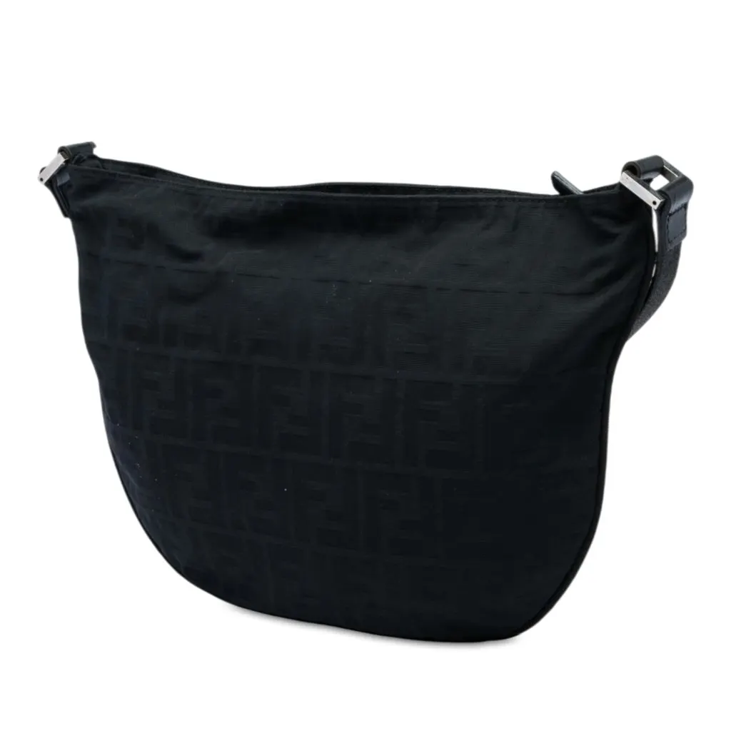 Fendi Zucca Nylon Hobo Black Polyamide Good - Back View