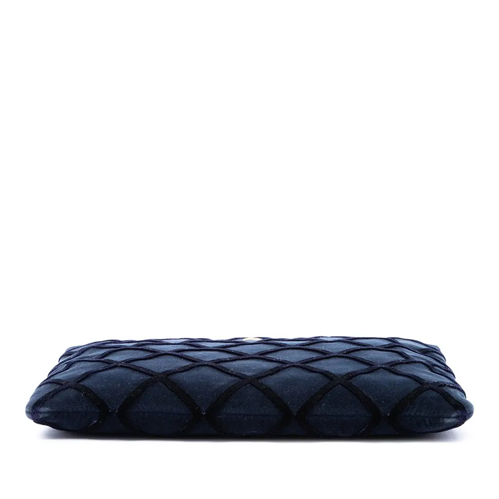 Chanel Large Quilted Velvet O Case Clutch Blue Very good - Inside View