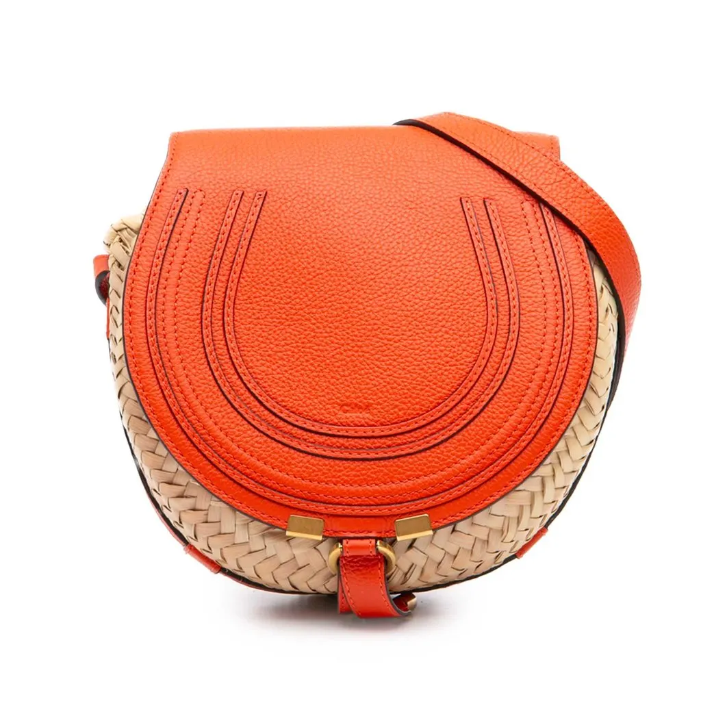 Chloé Small Raffia Marcie Saddle Crossbody