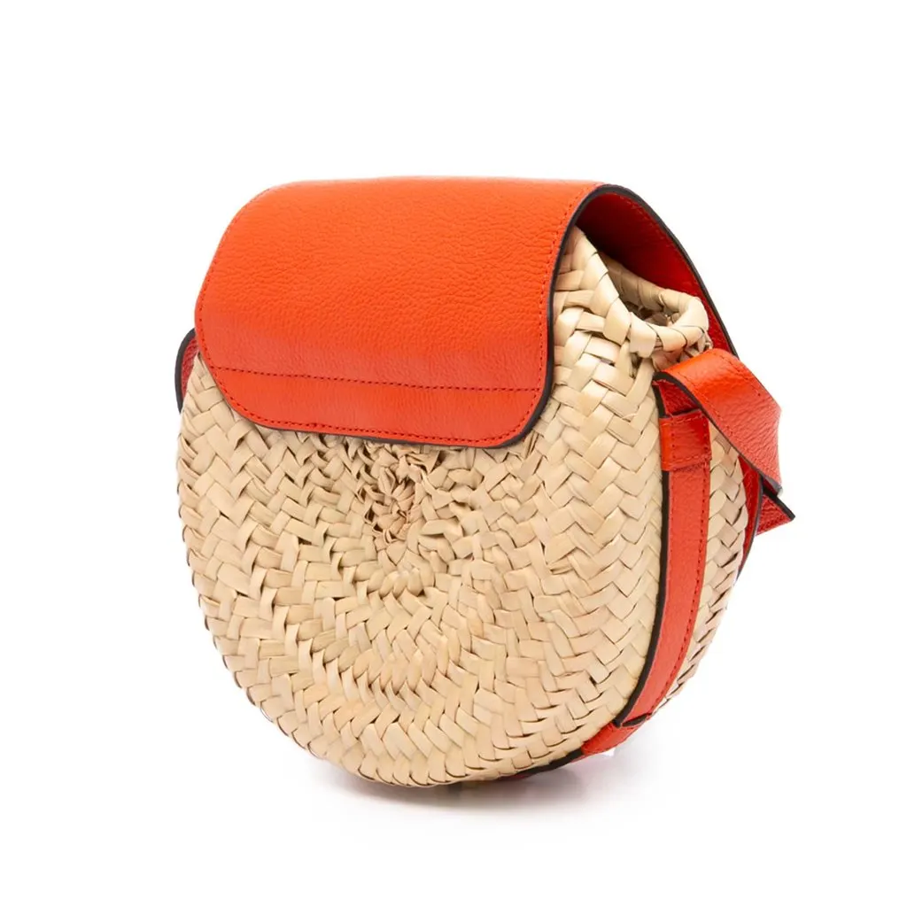 Chloé Small Raffia Marcie Saddle Crossbody Beige Very good - Back View
