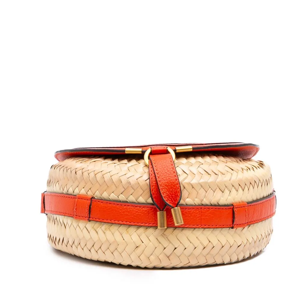 Chloé Small Raffia Marcie Saddle Crossbody Beige Very good - Inside View