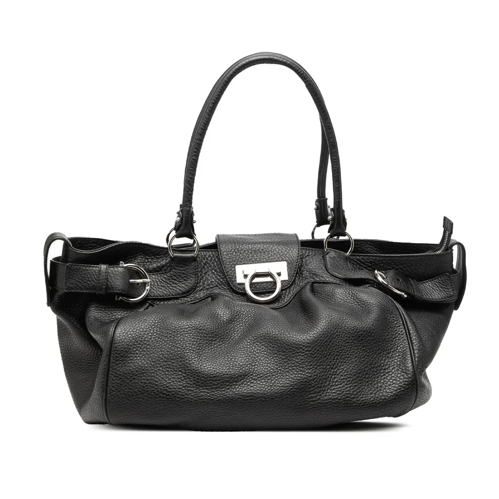 Salvatore Ferragamo Leather Gancini Marisa Handbag Black Leather Very good - Front View