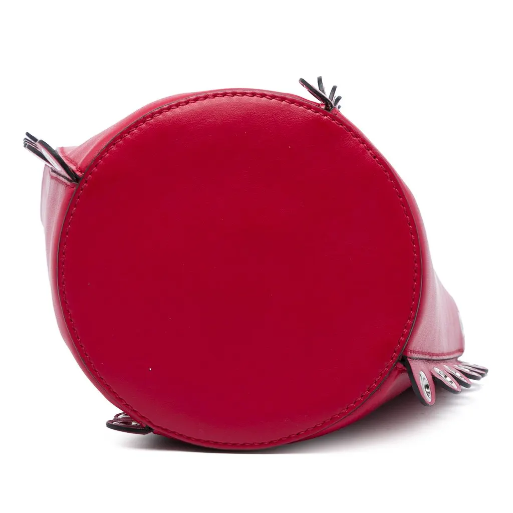Miu Miu Calfskin Scalloped Grommet Bucket Bag Red Leather Good - Inside View