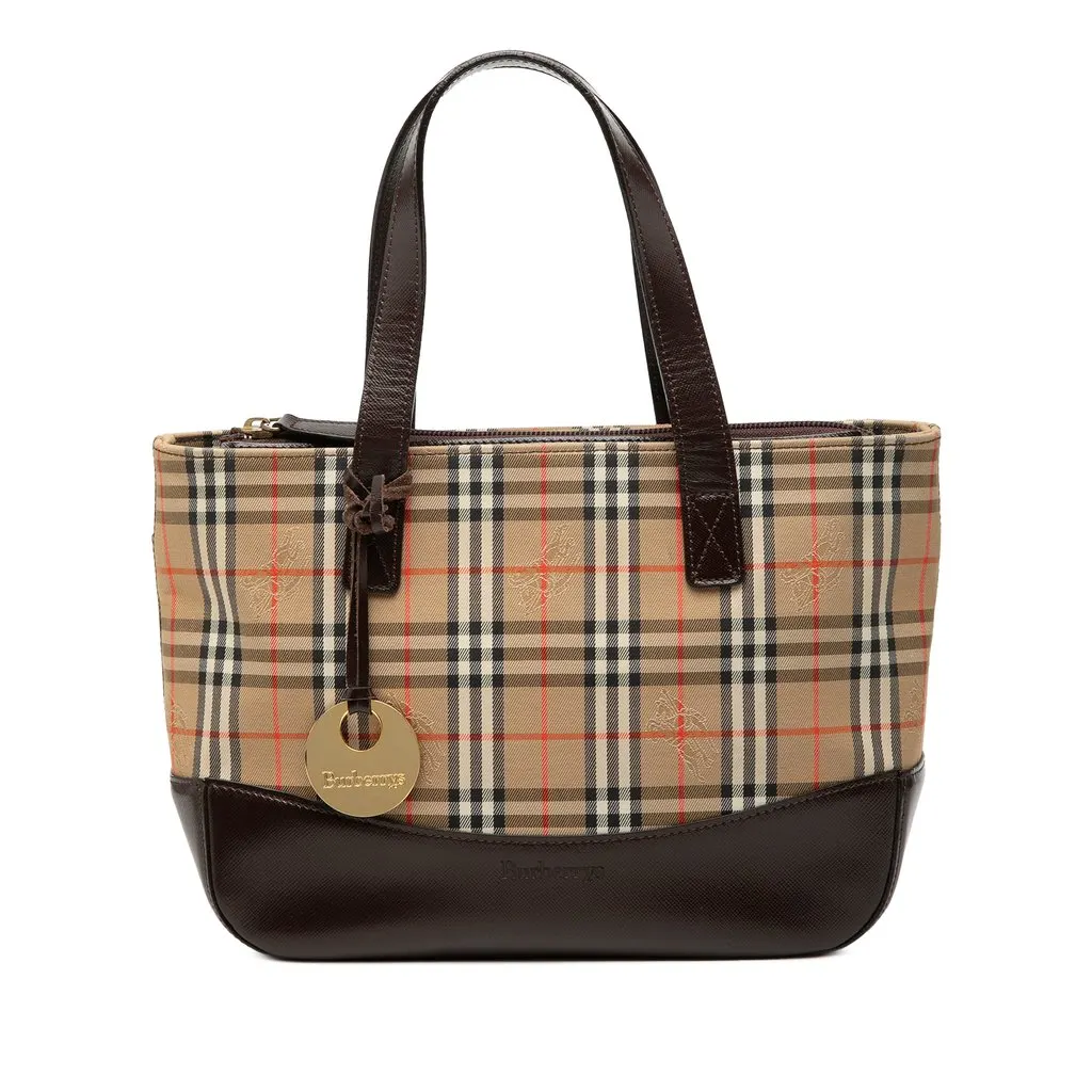 Burberry Haymarket Check Canvas Tote Beige Very good - Front View