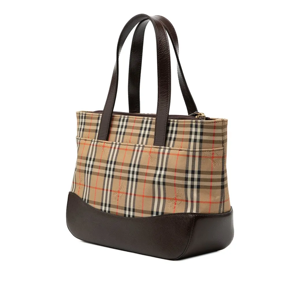 Burberry Haymarket Check Canvas Tote Beige Very good - Back View