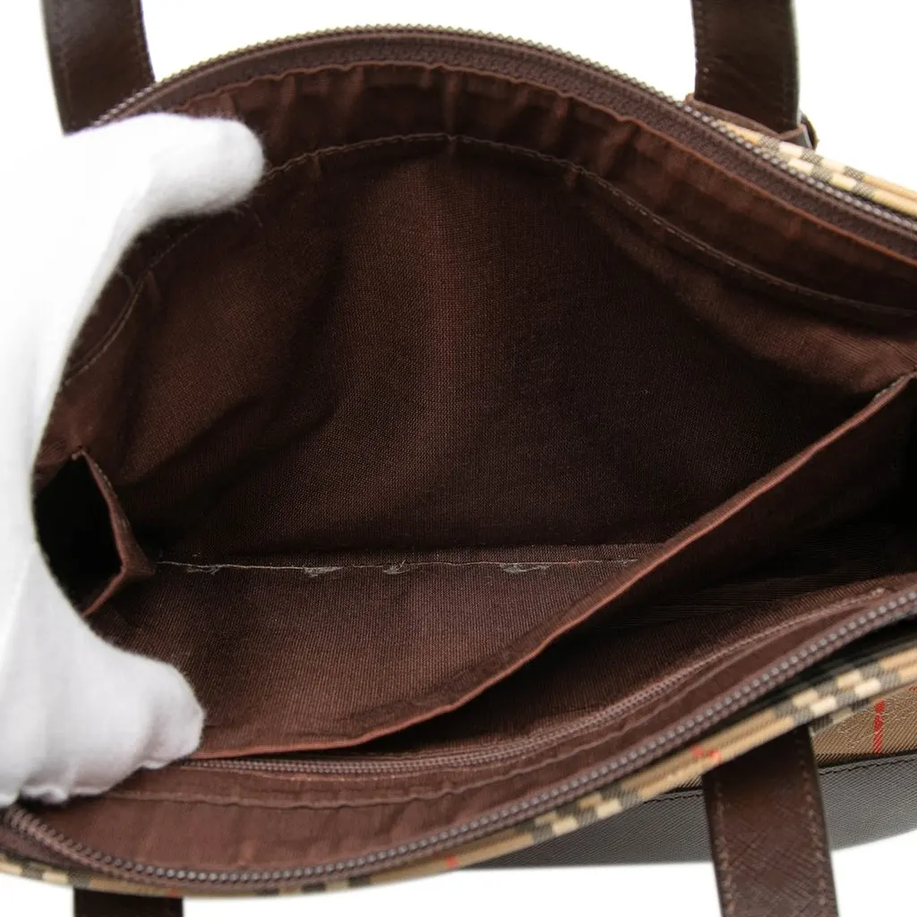 Burberry Haymarket Check Canvas Tote Beige Very good - Box View