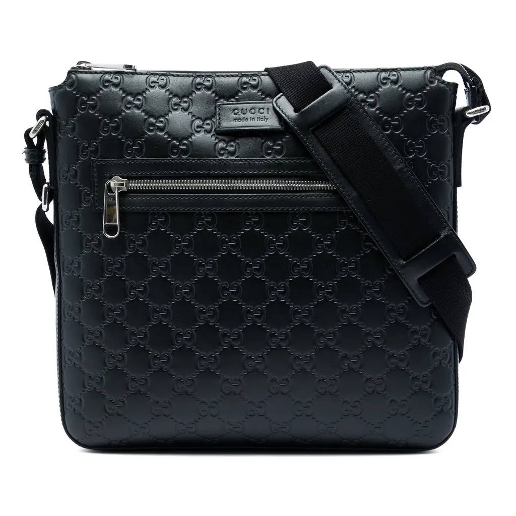 Gucci Guccissima Crossbody Black Leather Good - Front View