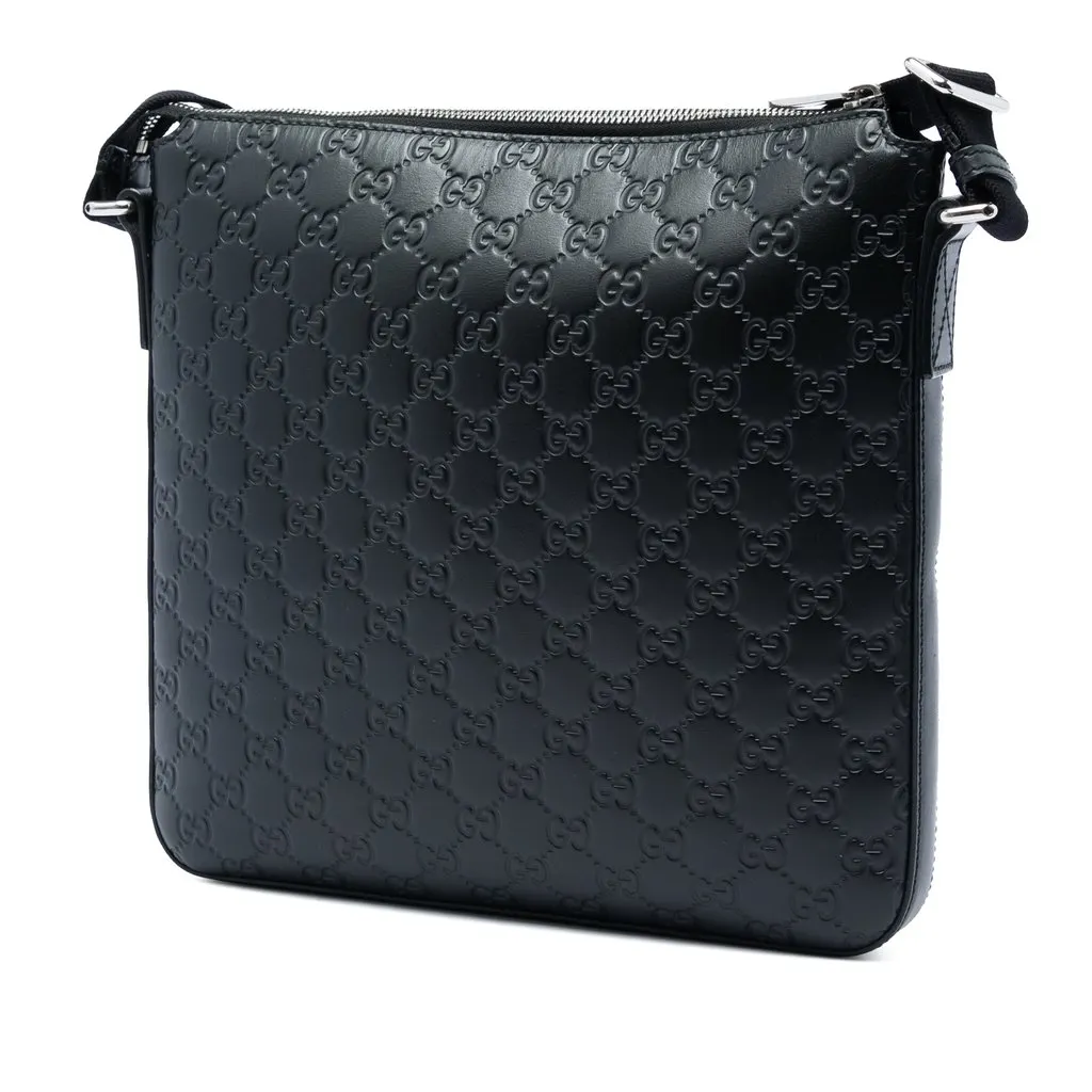 Gucci Guccissima Crossbody Black Leather Good - Back View