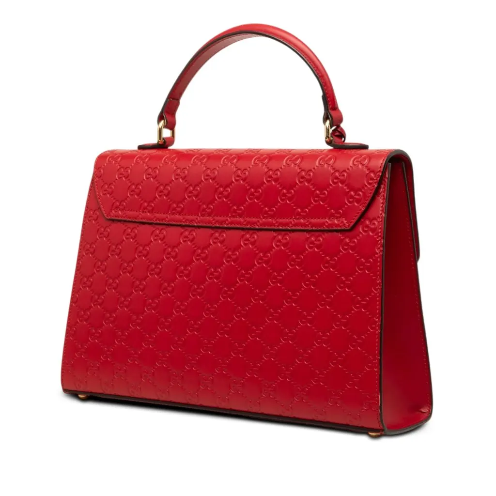 Gucci Guccissima Padlock Top Handle Bag Red Leather Very good - Back View