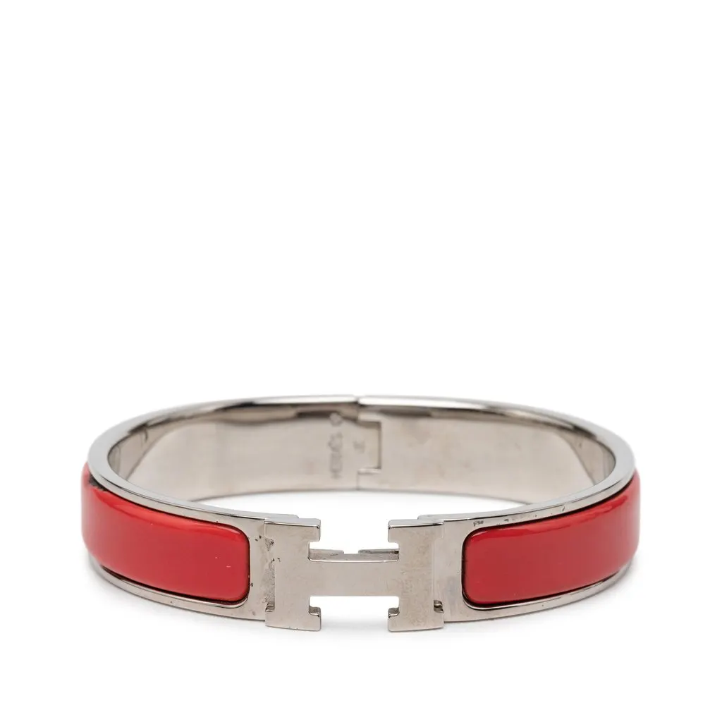 Hermès Narrow Enamel Clic H Bracelet PM Red Very good - Front View