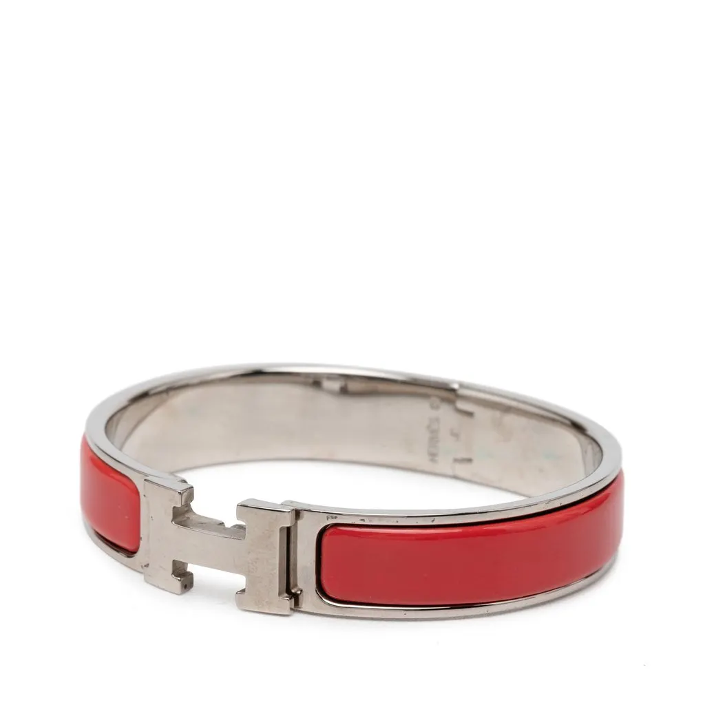 Hermès Narrow Enamel Clic H Bracelet PM Red Very good - Back View