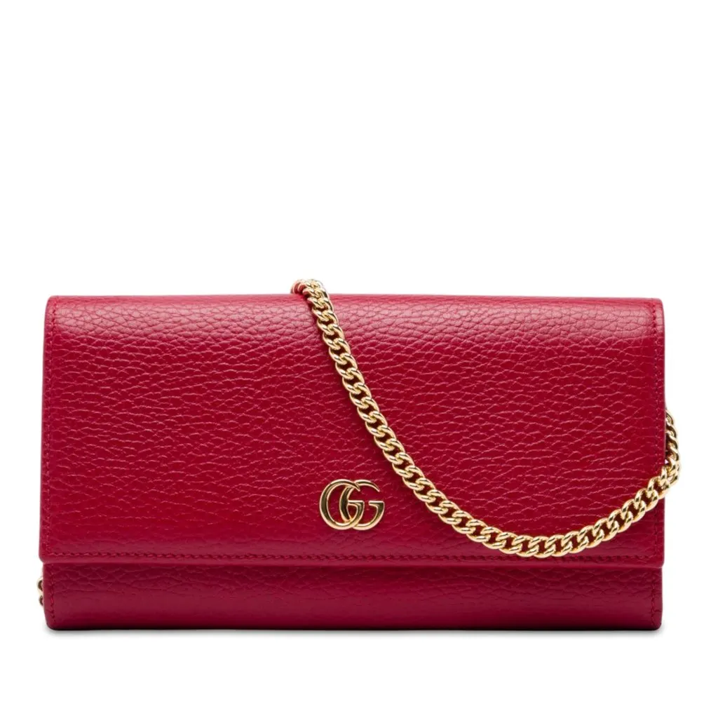 Gucci GG Marmont Calfskin Wallet on Chain Red Leather Very good - Front View
